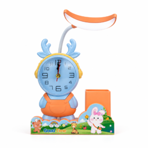 Desk Lamp With Clock & Pen Holder- Sky Blue