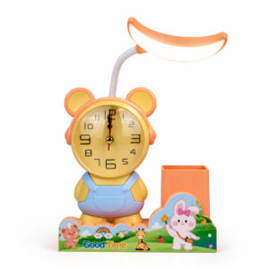 Desk Lamp With Clock & Pen Holder- Yellow
