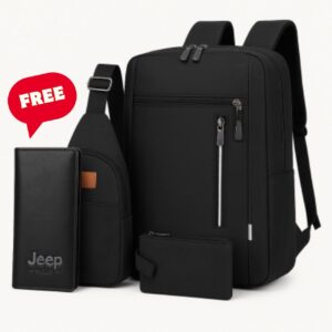 Premium Travel Bag Set 3.1 + FREE Wallet- Black Colour